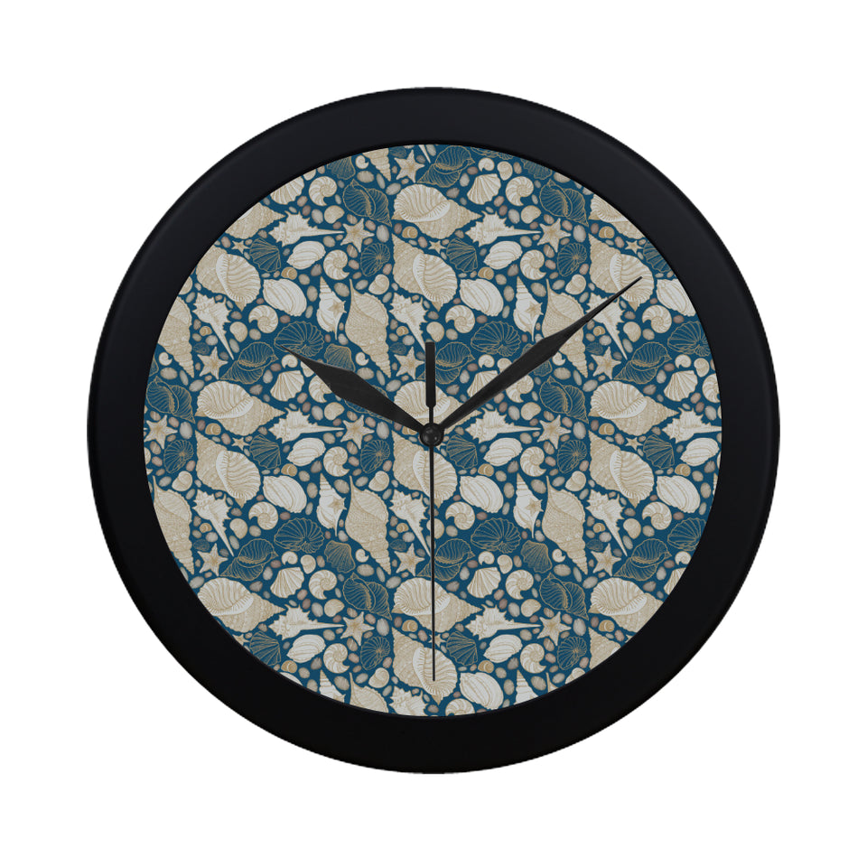 Sea turtle Polynesian Tribal design pattern Elegant Black Wall Clock