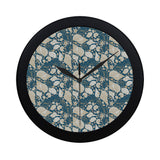 Sea turtle Polynesian Tribal design pattern Elegant Black Wall Clock