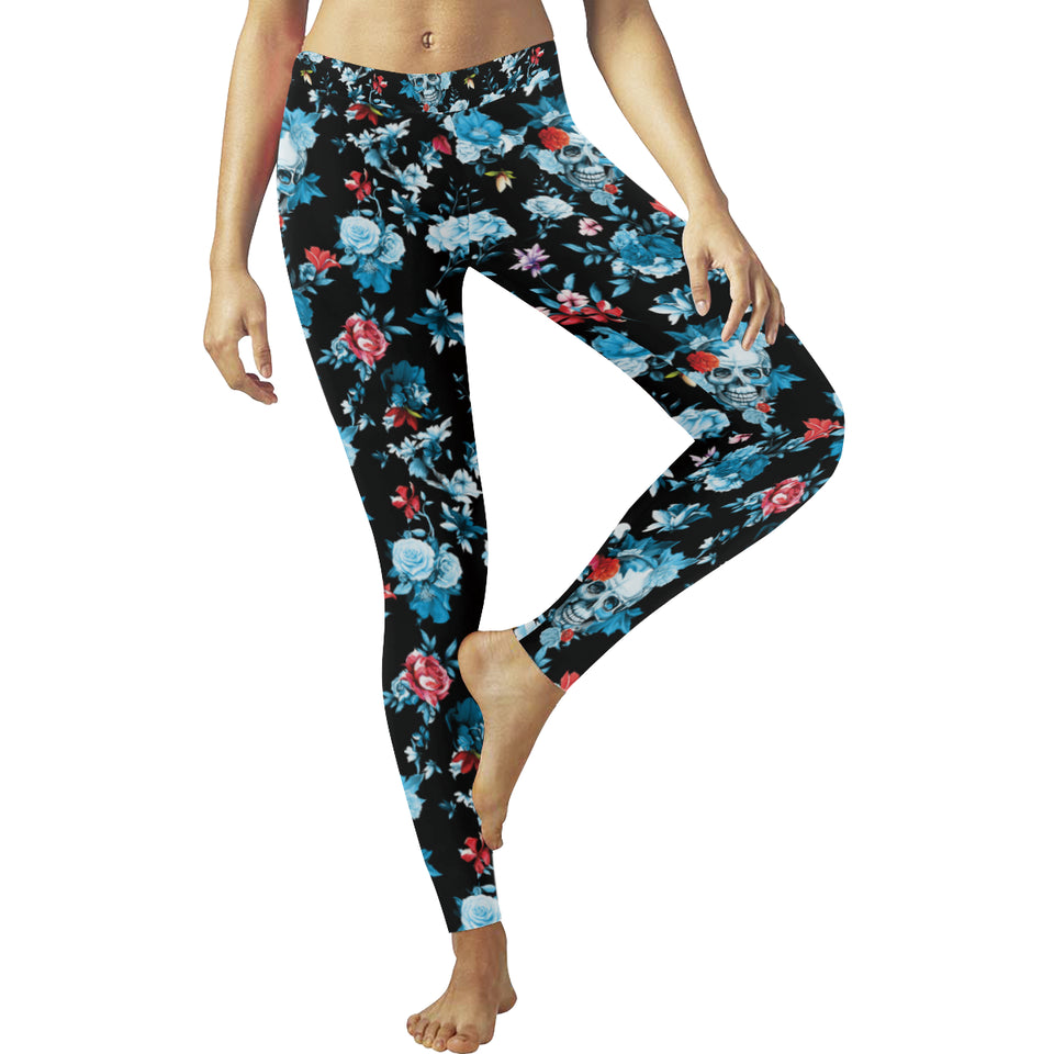 Skull flower roses leave pattern Women's Legging Fulfilled In US