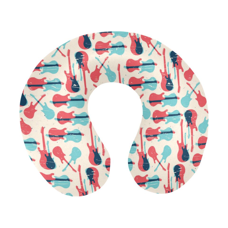 Red Blue guitar pattern U-Shaped Travel Neck Pillow