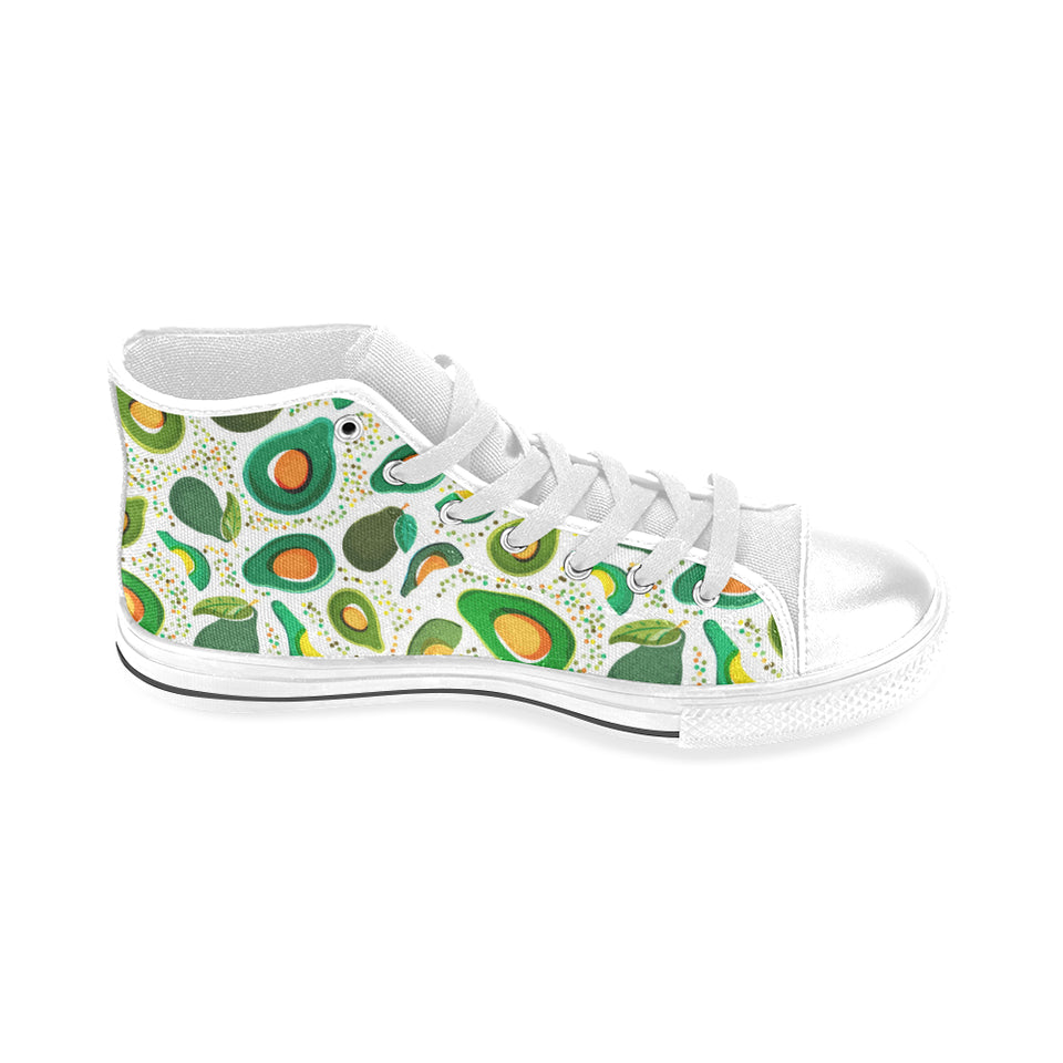 Avocado design pattern Men's High Top Canvas Shoes White