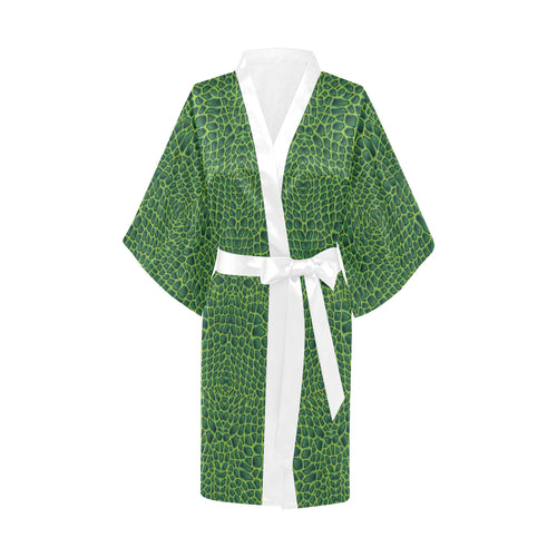 Crocodile Skin Printed Women's Short Kimono Robe