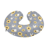 Cute hamster sunflower pattern background U-Shaped Travel Neck Pillow