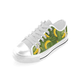 Banana Palm Leaves pattern Men's Low Top Shoes White