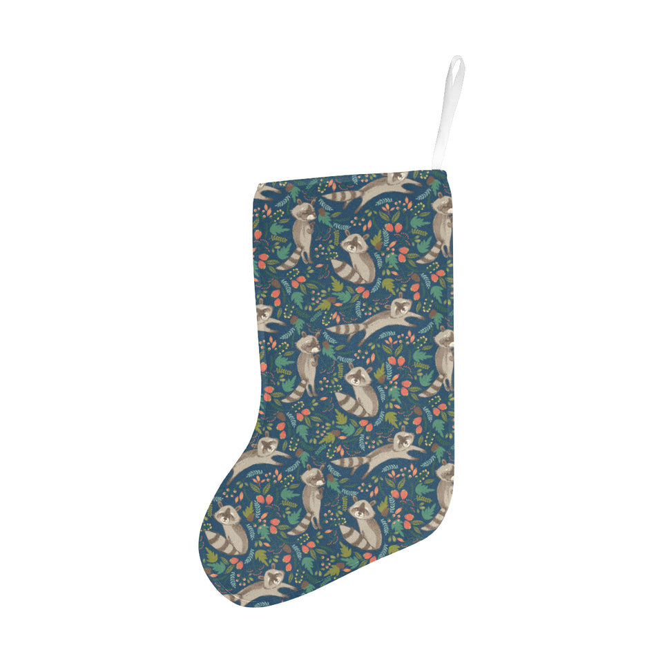 Raccoon tropical leaves pattern Christmas Stocking