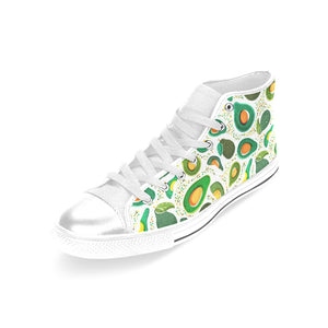 Avocado design pattern Women's High Top Canvas Shoes White