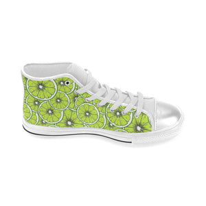 Slices of Lime design pattern Women's High Top Canvas Shoes White