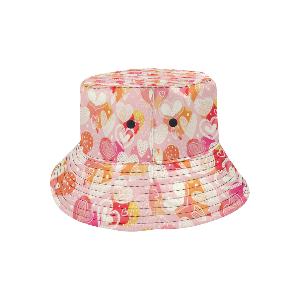 Hand drawn heart design pattern Unisex Bucket Hat