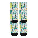 Cute parrot toucan flamingo cactus exotic leaves p Crew Socks