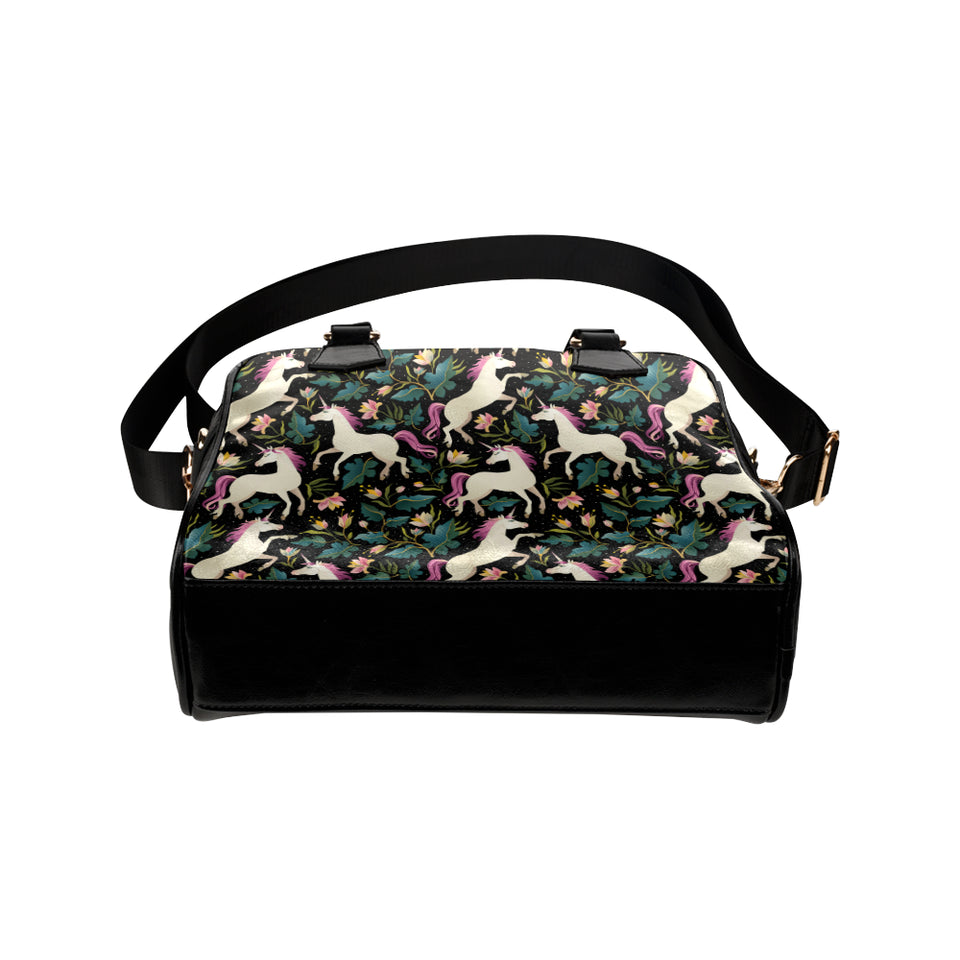 Unicorns forest background Shoulder Handbag