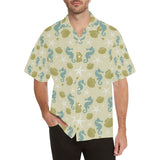 Seahorse shell starfish pattern background Men's All Over Print Hawaiian Shirt