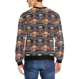 Sugar skulls flower maxican pattern Men's Crew Neck Sweatshirt