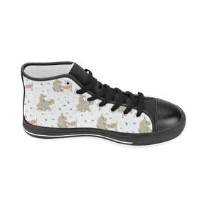 Cute Rhino pattern background Women's High Top Canvas Shoes Black