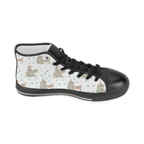 Cute Rhino pattern background Women's High Top Canvas Shoes Black