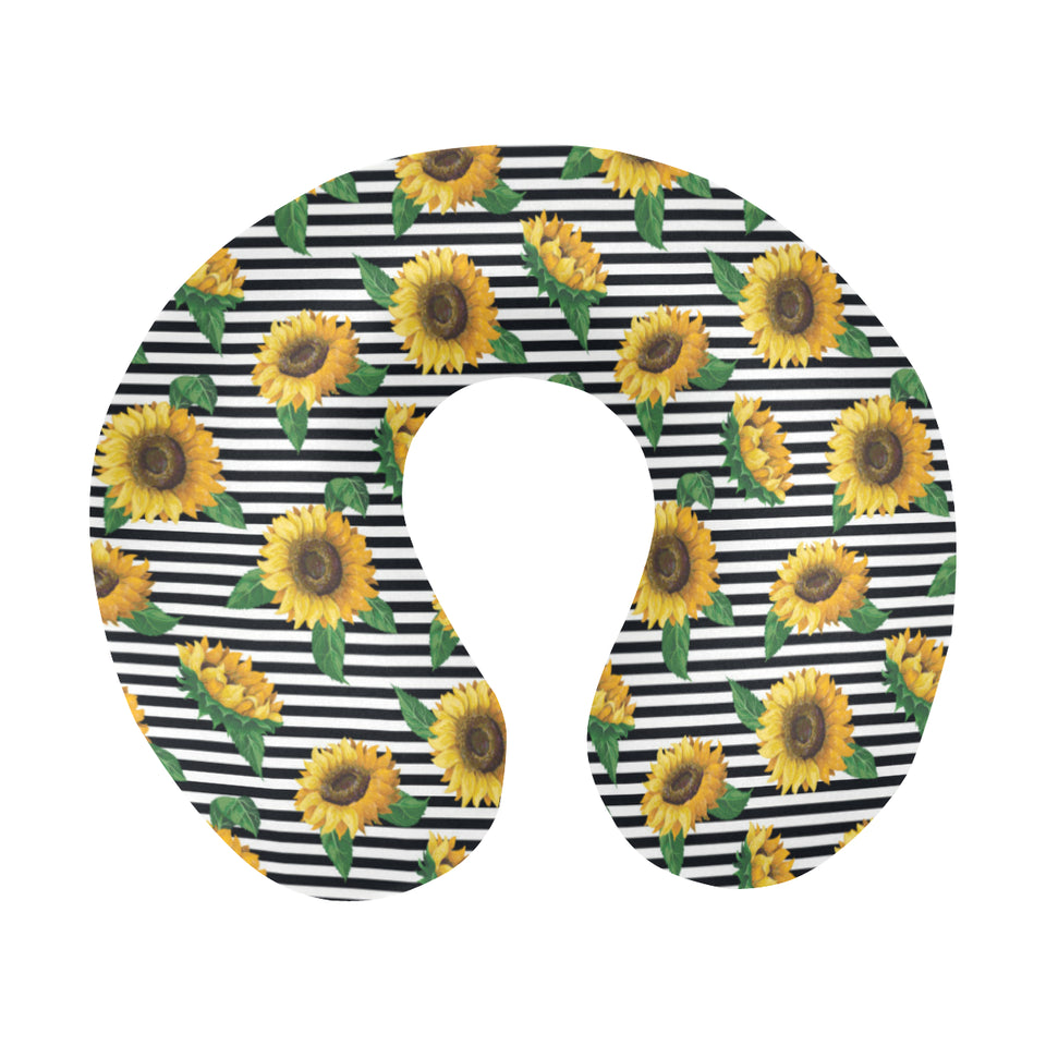 sunflowers ribbon background U-Shaped Travel Neck Pillow