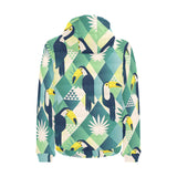 Toucan tropical leaves design pattern Men's Padded Hooded Jacket