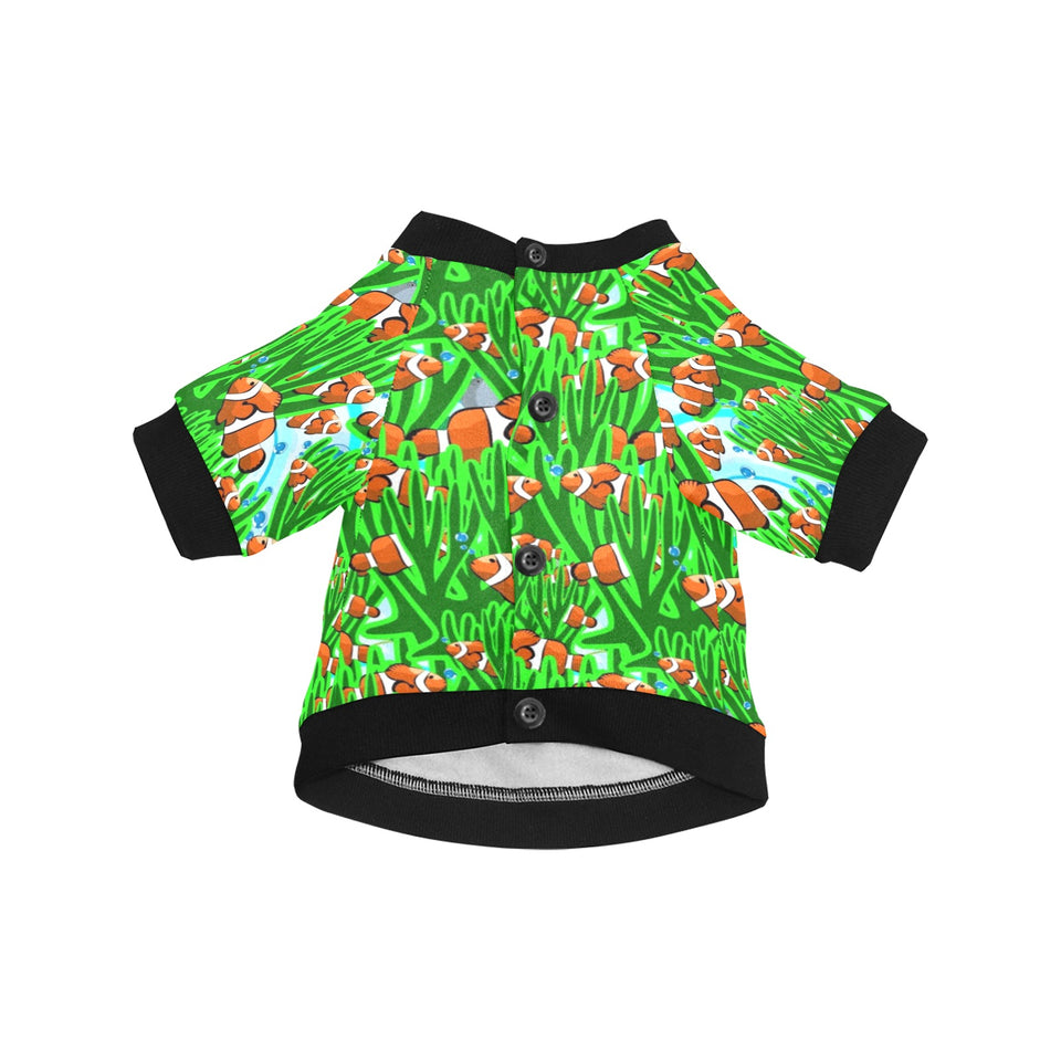 Clown Fish Pattern Print Design 01 All Over Print Pet Dog Round Neck Fuzzy Shirt