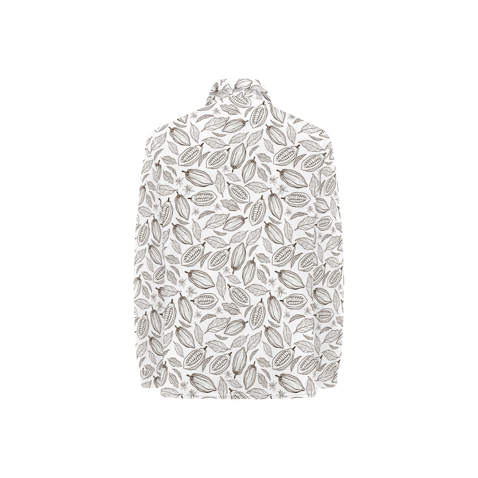 cacao beans leaves pattern Women's Long Sleeve Polo Shirt