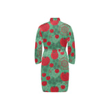 Tomato design pattern Men's Long Sleeve Belted Night Robe