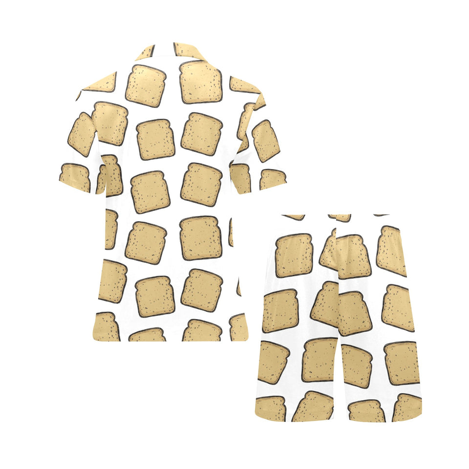 Bread Toast Pattern Print Design 03 Men's V-Neck Short Pajama Set