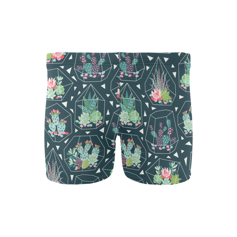 Cactus glass terrarium pattern Men's Swimming Trunks