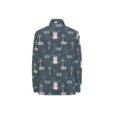 windmill tree pattern Women's Long Sleeve Polo Shirt