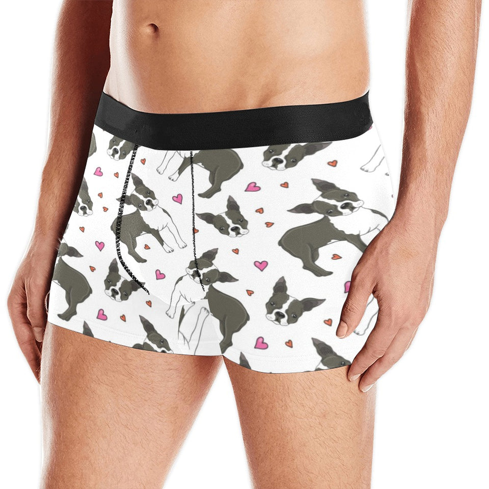Boston terrier dog hearts vector pattern Men's All Over Print Boxer Briefs Men's Underwear