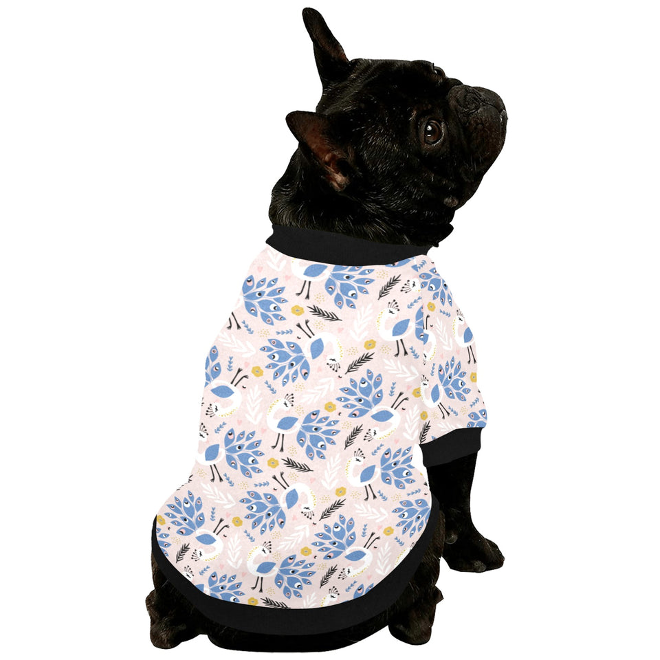 Cute peacock pattern All Over Print Pet Dog Round Neck Fuzzy Shirt