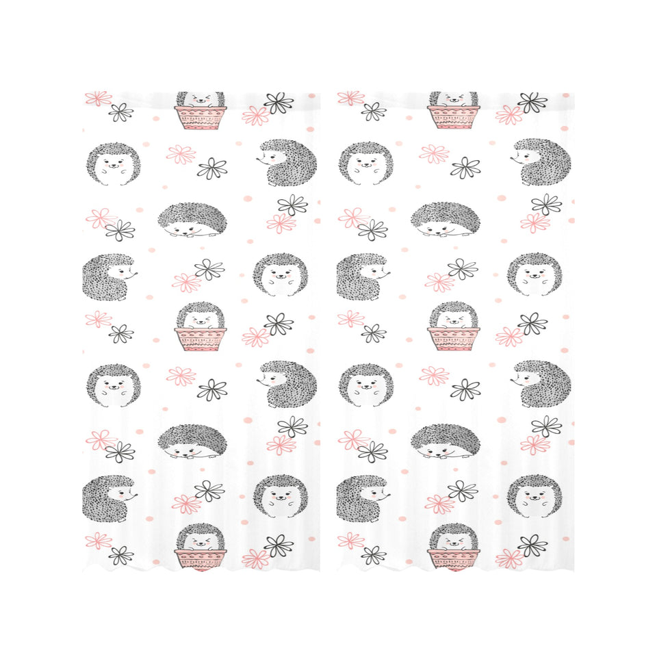 Hedgehog Pattern Print Design 02 Gauze Curtain