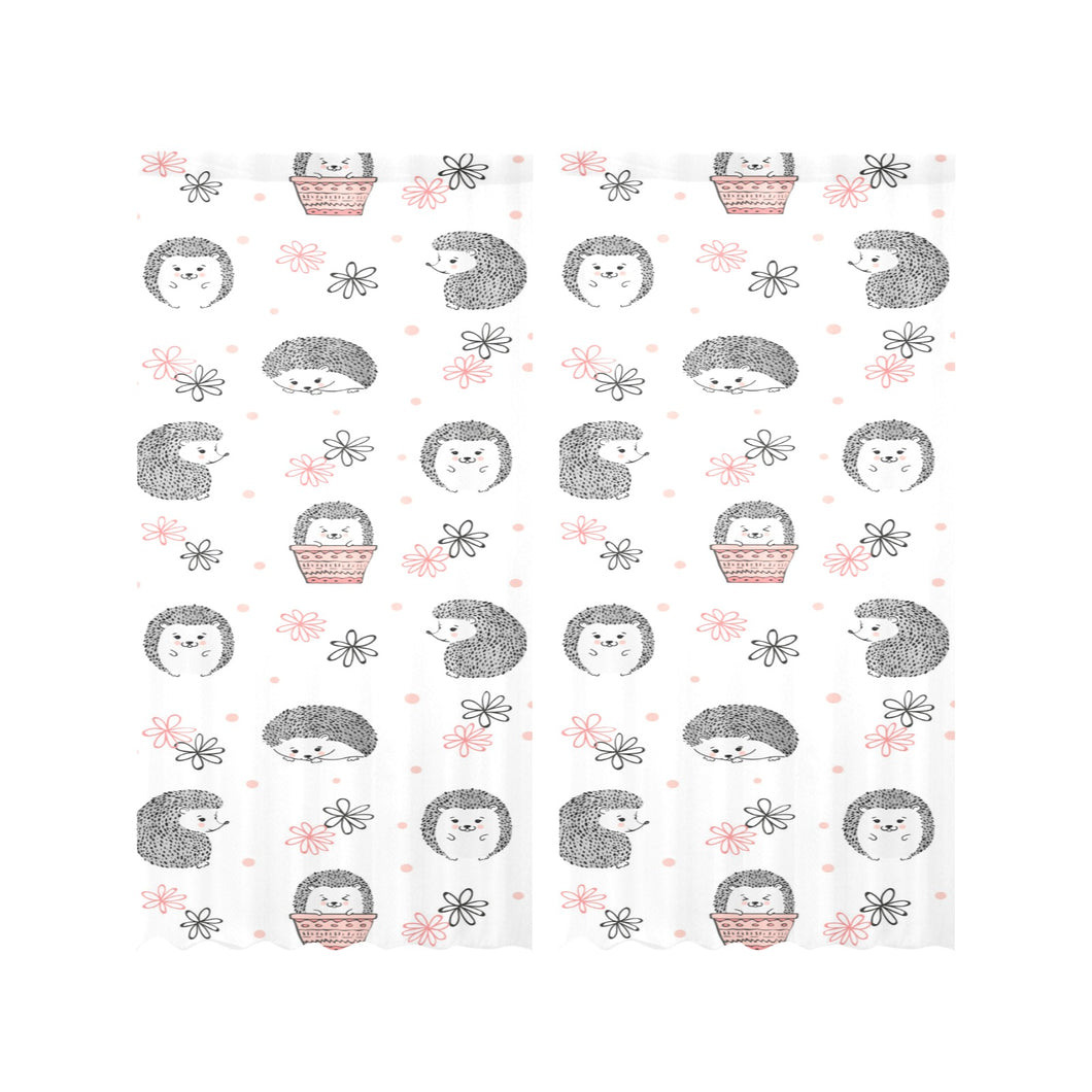 Hedgehog Pattern Print Design 02 Gauze Curtain