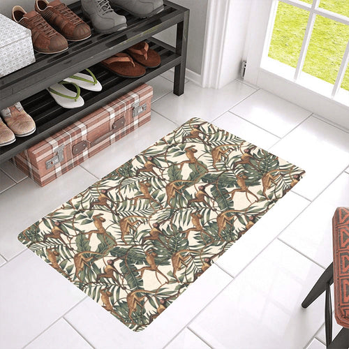 Monkey tropical leaves background Doormat