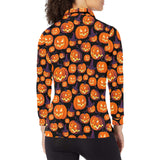Halloween Pumpkin pattern Women's Long Sleeve Polo Shirt