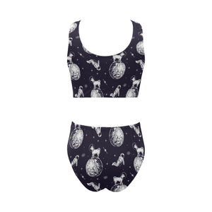 Chihuahua space helmet. astronaut pattern Chest Bowknot High Waisted Bikini Swimsuit
