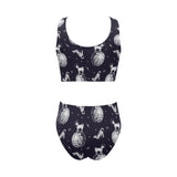 Chihuahua space helmet. astronaut pattern Chest Bowknot High Waisted Bikini Swimsuit