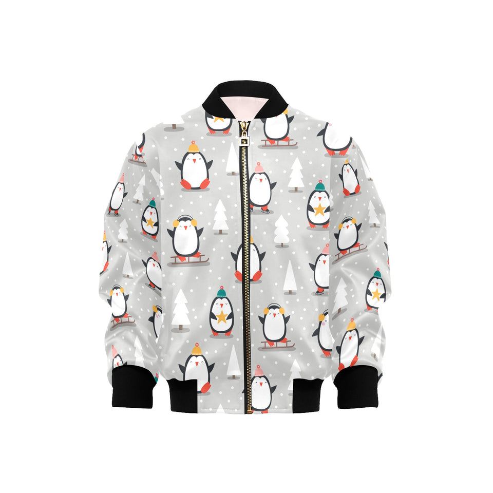 Cute Penguin christmas pattern Kids' Boys' Girls' Bomber Jacket