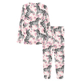 Zebra pink flower background Women's All Over Print Pajama Set