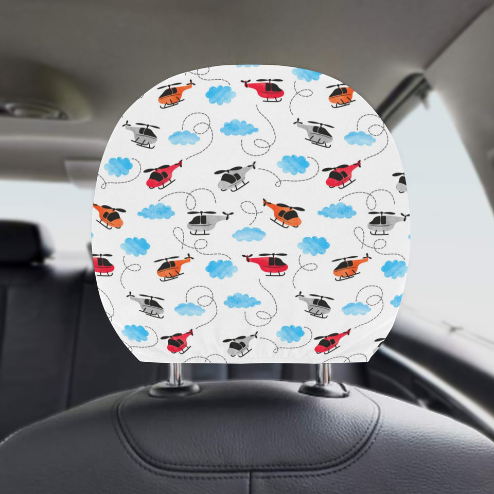 Watercolor helicopter cloud pattern Car Headrest Cover