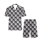 Music Notes Pattern Print Design 01 Men's V-Neck Short Pajama Set