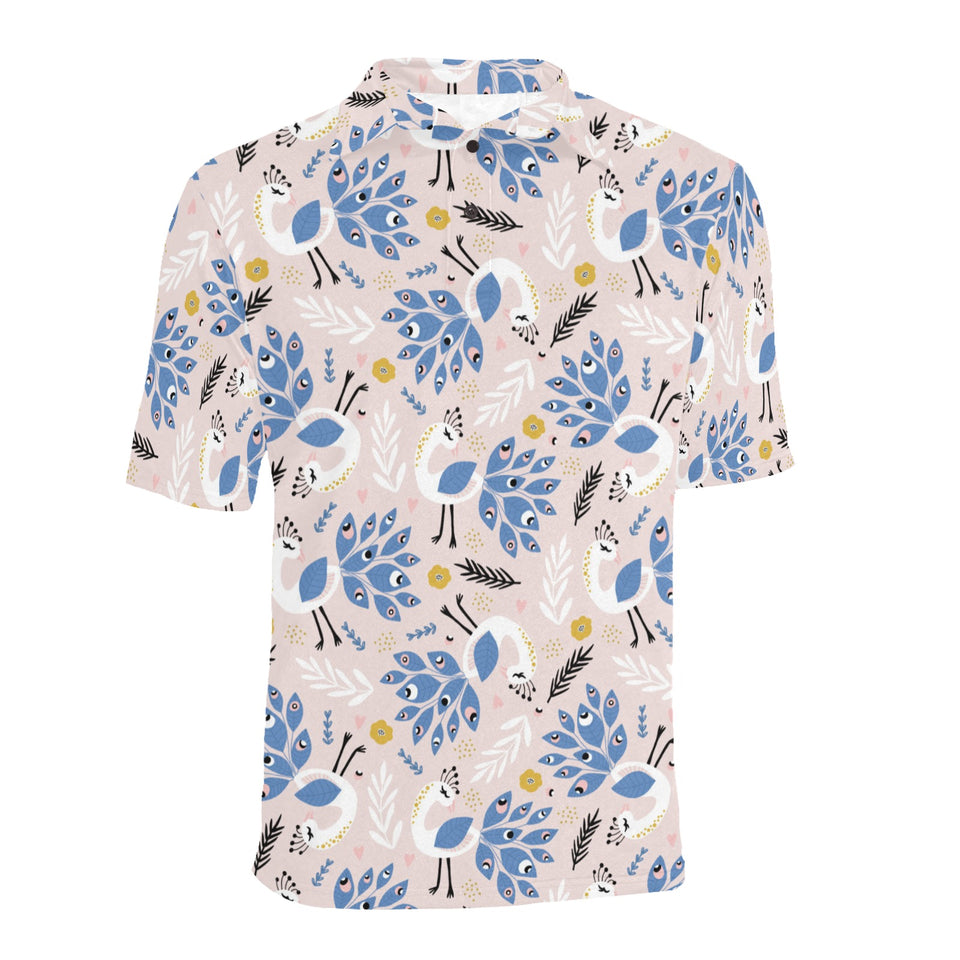Cute peacock pattern Men's All Over Print Polo Shirt