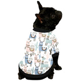 lama Alpaca cactus hand drawn pattern All Over Print Pet Dog Round Neck Fuzzy Shirt