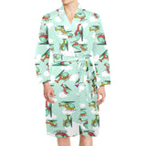 Helicopter design pattern Men's Long Sleeve Belted Night Robe