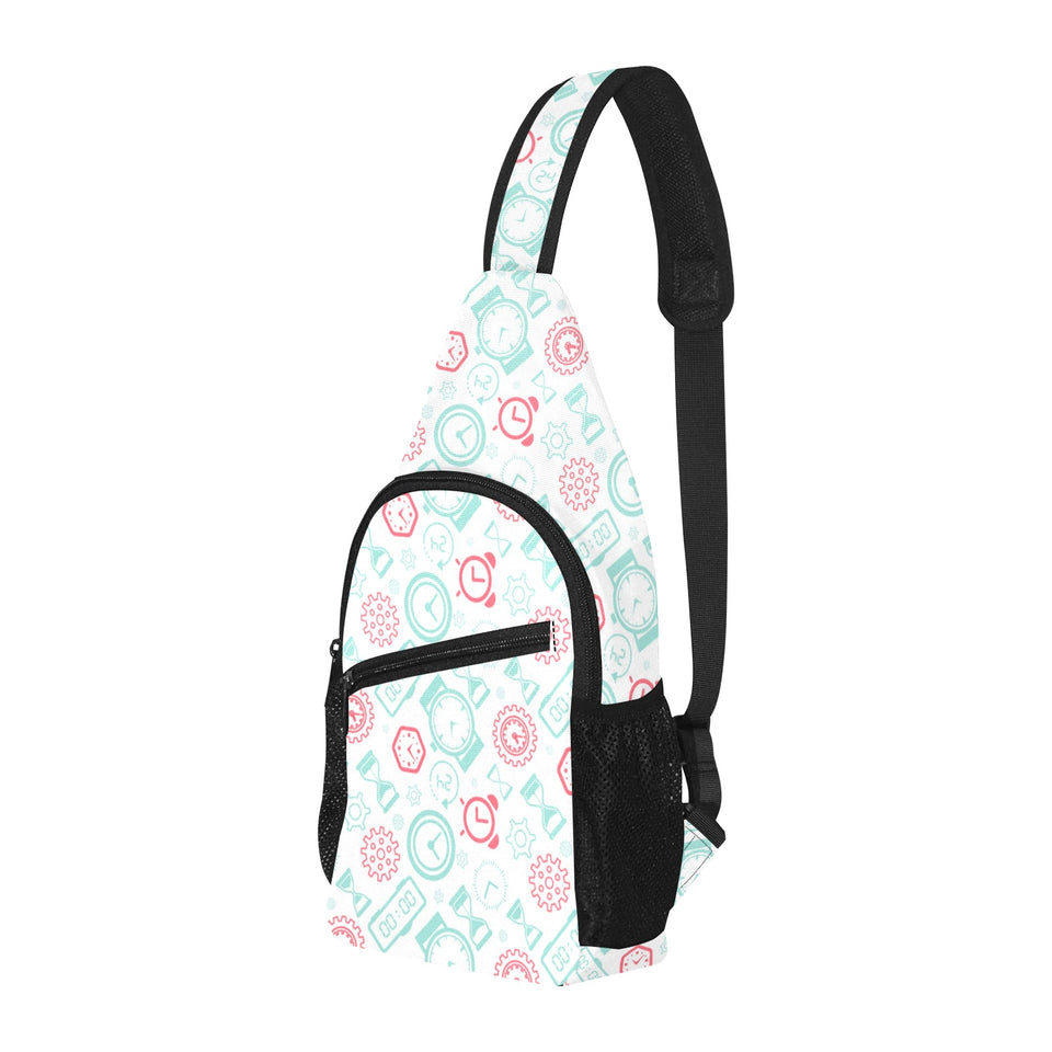 Clock time pattern blackground All Over Print Chest Bag