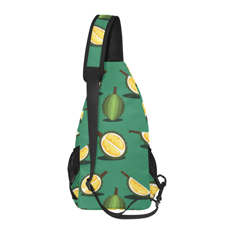 Durian pattern green background All Over Print Chest Bag