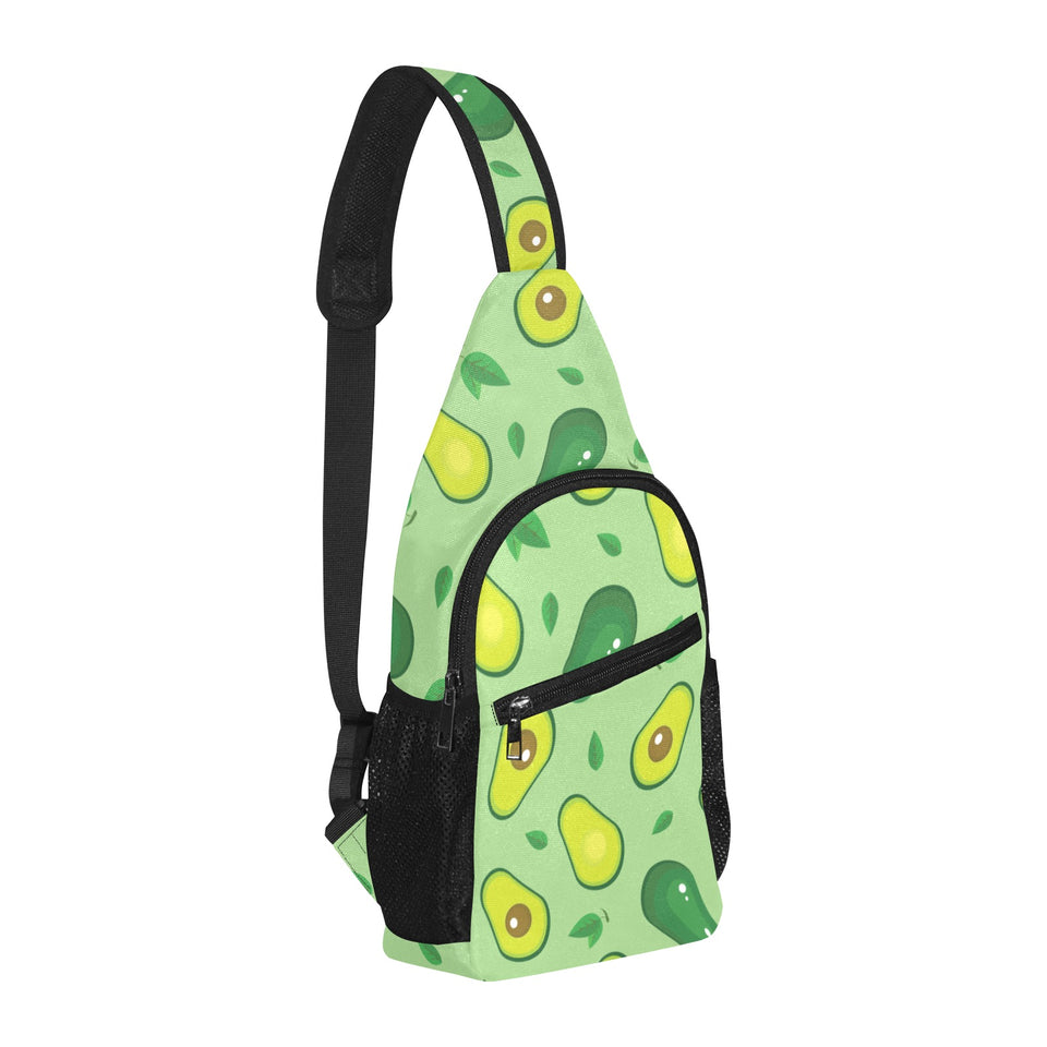Avocado pattern green background All Over Print Chest Bag
