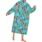 Surfboard Pattern Print Design 05 Blanket Robe with Sleeves