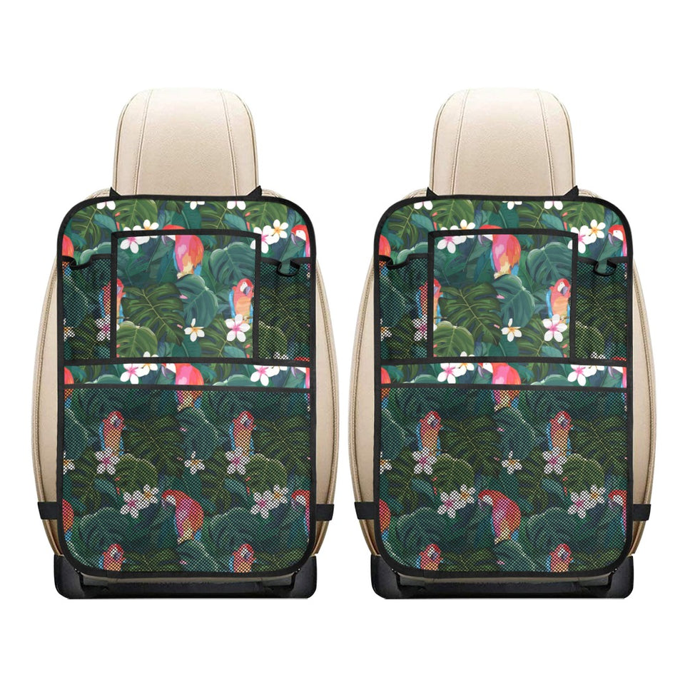 Parrot Palm tree leaves flower hibiscus pattern Car Seat Back Organizer