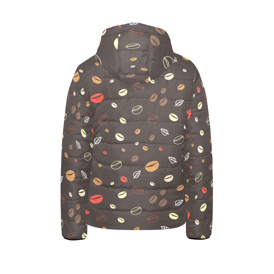 Coffee bean leave pattern Kids' Boys' Girls' Padded Hooded Jacket