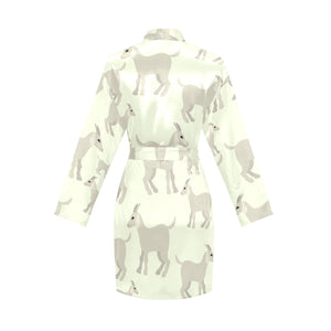 Little young goat pattern Women's Long Sleeve Belted Night Robe
