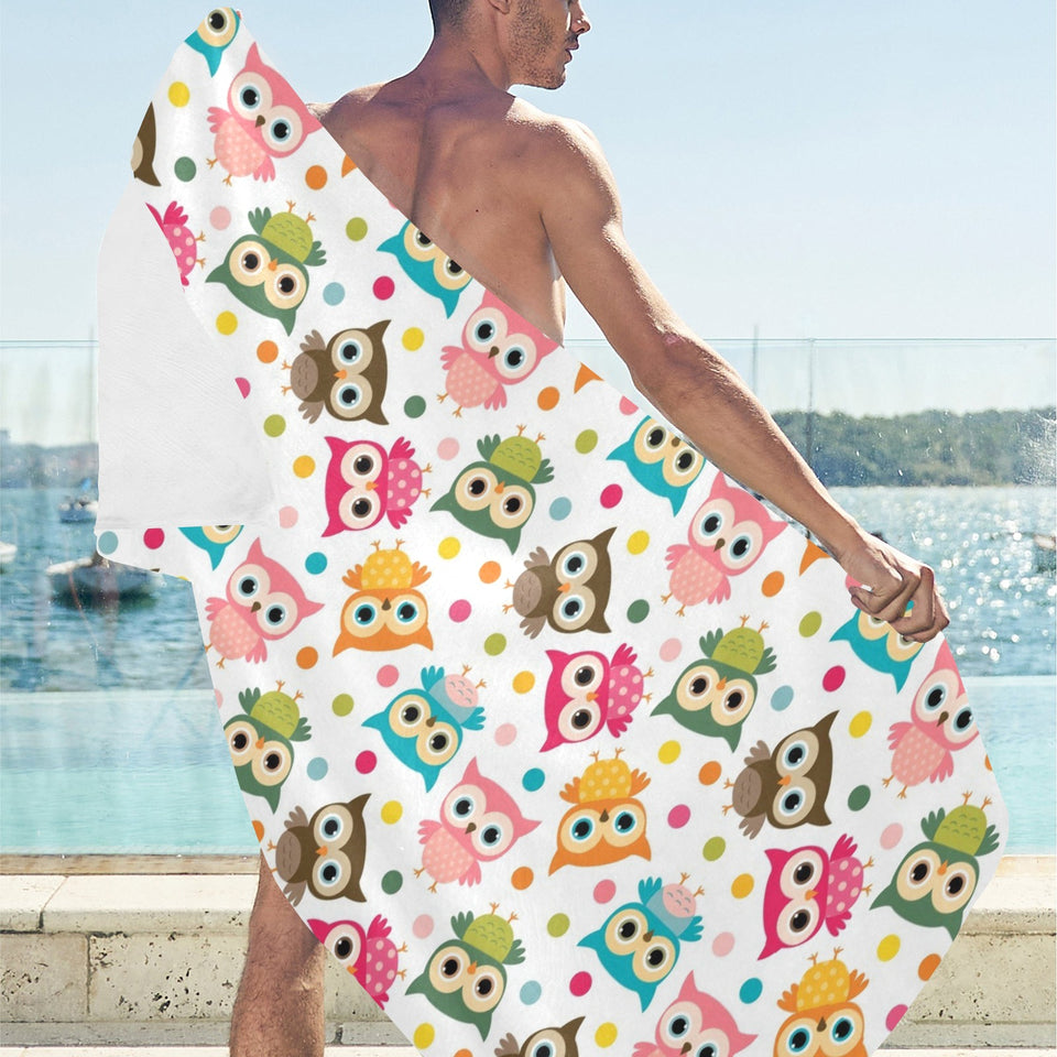 Color cute owl pattern Beach Towel