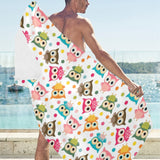 Color cute owl pattern Beach Towel